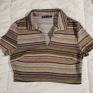 Shein striped crop shirt